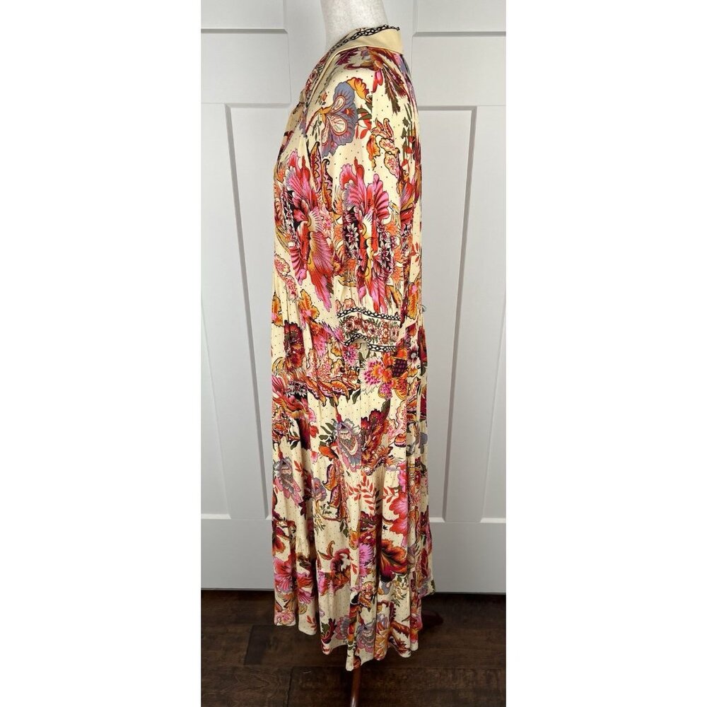 A Loves A Midi Dress M NWT Floral Boho Tiered Oversized Collared Button Front - Picture 7 of 15